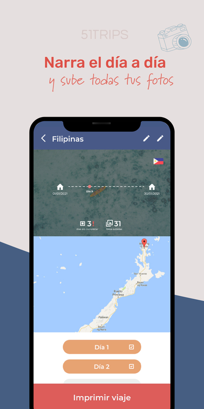 51trips app screenshot with a travel itinerary
